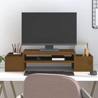 VidaXL Monitorstandaard 70x27,5x15 cm massief grenenhout honingbruin - thumbnail