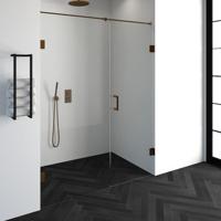 Brauer Void - Nisdeur - 2-Delig - Helder Glas - 160 x 200 cm - Omkeerbaar - met Draaideur 70 cm - Aan Muur - incl. Glascoating - PVD Koper - thumbnail