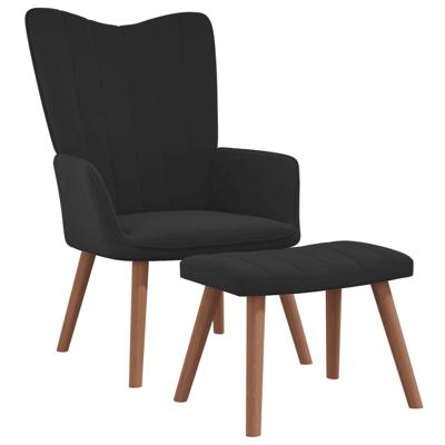 Relaxstoel met voetenbank fluweel zwart