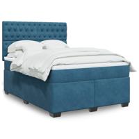 Boxspring met matras fluweel blauw 160x200 cm - thumbnail