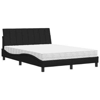Bed met matras "Hanko" stof zwart 140x200 cm