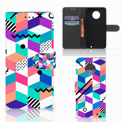 Motorola Moto G6 Plus Bookcase Blokken Kleurrijk Motorola Moto G6 Plus Bookcase Blokken Kleurrijk