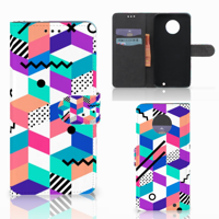 Motorola Moto G6 Plus Bookcase Blokken Kleurrijk - thumbnail