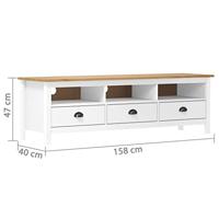 Tv-meubel Hill Range 158x40x47 cm massief grenenhout wit - thumbnail