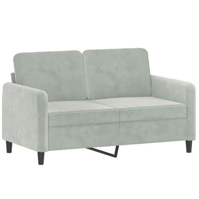 3-delige Loungeset met kussens fluweel lichtgrijs - thumbnail