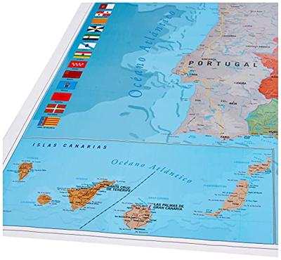 Poster Map Spain Physical Political 91,5x61cm Poster Map Spain Physical Political 91,5x61cm