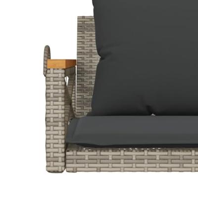 Schommelbank met kussens 109x62x40 cm poly rattan grijs - thumbnail
