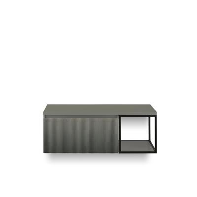 Frozen 3d Badmeubelset 120 cm - Greeplijst in kleur - Zwart Frame - Wastafel Bovenblad Petrol Mat