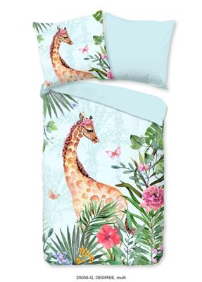 Good Morning Kinderdekbedovertrek "giraf" - Aqua - (140x200/220 cm) - Katoen Good Morning Kinderdekbedovertrek "giraf" - Aqua - (140x200/220 cm) - Katoen