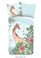 Good Morning Kinderdekbedovertrek "giraf" - Aqua - (140x200/220 cm) - Katoen - thumbnail