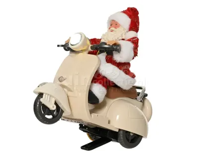 Kerstbeeld Kerstman op Scooter LED 20cm