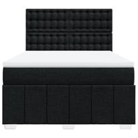 Boxspring met matras stof zwart 140x200 cm - thumbnail