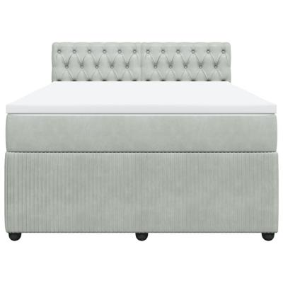 Boxspring met matras fluweel lichtgrijs 140x200 cm