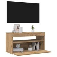 Tv-meubel met LED 75x35x40 cm bewerkt hout artisanaal eiken - thumbnail
