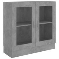 Vitrinekast 82,5x30,5x80 cm bewerkt hout betongrijs - thumbnail