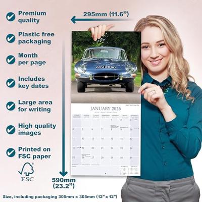Jaguar Calendar 2026 Square Car Wall Calendar - 16 Month