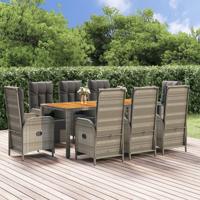 9-delige Tuinset met kussens poly rattan grijs - thumbnail
