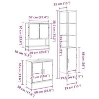 3-delige badkamermeubelset oud hout gefabriceerd hout - thumbnail