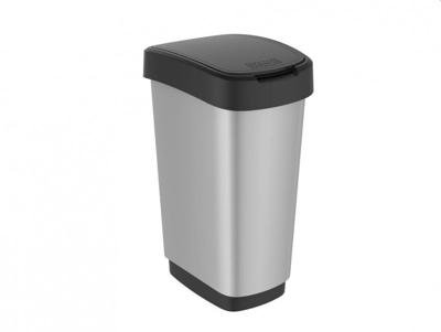 Rotho twist afvalbak 50l zilver/metallic