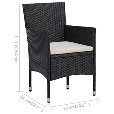 Tuinstoelen poly rattan 2 stuks zwart - thumbnail