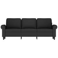 Driezitsbank 180 cm fluweel zwart - thumbnail