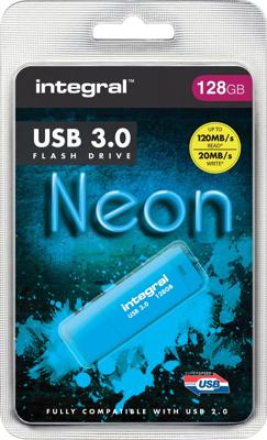 Integral INFD128GBNEONB3.0 USB flash drive 128 GB USB Type-A 3.2 Gen 1 (3.1 Gen 1) Blauw Integral INFD128GBNEONB3.0 USB flash drive 128 GB USB Type-A 3.2 Gen 1 (3.1 Gen 1) Blauw