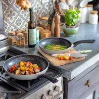 Set van 2 pannen met steeneffect - Livoo - MEN124GR - Grijs - thumbnail