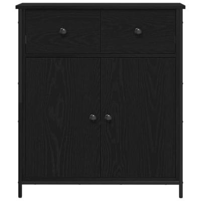 Dressoir met lade Zwart Eiken 70 x 30 x 80 cm Bewerkt hout