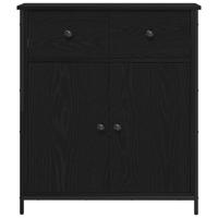 Dressoir met lade Zwart Eiken 70 x 30 x 80 cm Bewerkt hout - thumbnail