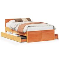 Bedframe zonder matras met hoofdbord hout wasbruin 120x200 cm - thumbnail