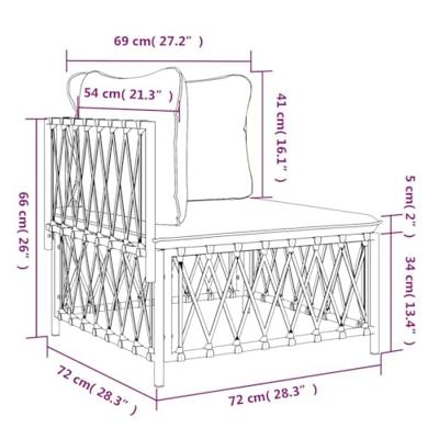Tuinhoekbank met kussens geweven stof wit