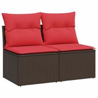 2-delige Loungeset met kussens poly rattan acacia bruin - thumbnail
