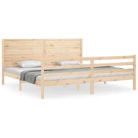 Bedframe met hoofdbord massief hout 200x200 cm - thumbnail