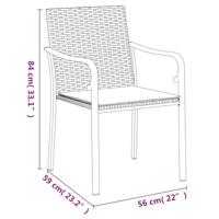 Tuinstoelen 2 st met kussens 56x59x84 cm poly rattan zwart - thumbnail