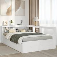 Bed met boekenkast zonder matras grenenhout wit 120x190 cm - thumbnail