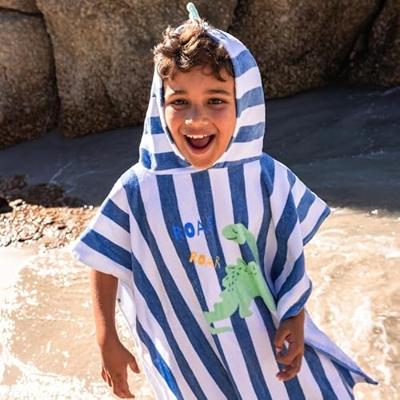 Swim Essentials Strandponcho Blauw Wit Dino