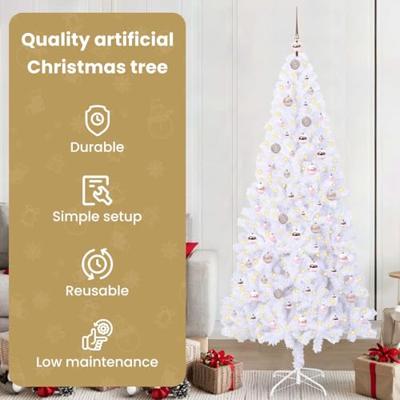 Kunstkerstboom met 300 LED Wit 210 cm PVC en staal
