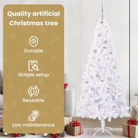 Kunstkerstboom met 300 LED Wit 210 cm PVC en staal - thumbnail
