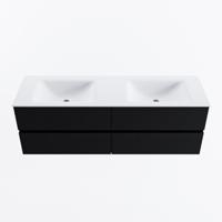 MONDIAZ VICA 150cm badmeubel onderkast Urban 4 lades. Wastafel CLOUD dubbel 2 kraangaten, kleur Talc. - thumbnail