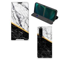 Sony Xperia 5 III | Standcase | Marmer Wit Zwart - Origineel Cadeau Man - thumbnail
