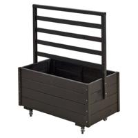Rechthoekige Plantenbak Met Klimrek Zwart Hout Op Wielen - thumbnail