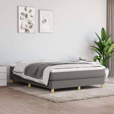 Boxspring met matras stof donkergrijs 140x190 cm