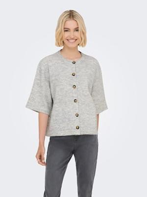 Only Onlcamilla S/s Cardigan Knt Noos Vest Light Grey Melange