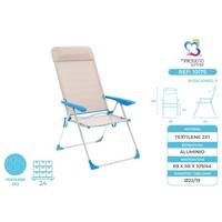 Marbueno Vouwstoel 5 Posities Aluminium met Beige/Blauw Kussen Strand en Zwembad 69X58X109 cm 10175 - thumbnail