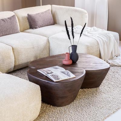 Eleonora Salontafel 'Mila' Organisch, Mangohout, 70 x 53cm, kleur Bruin