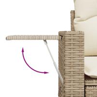 7-delige Loungeset met kussens poly rattan beige - thumbnail