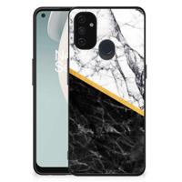 OnePlus Nord N100 Marmeren Print Telefoonhoesje Marmer Wit Zwart - Origineel Cadeau Man - thumbnail