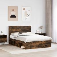 Bedframe Gerookt eiken 140 x 190 cm Massief grenenhout - thumbnail