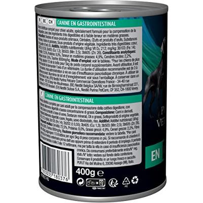 Purina Pro Plan Veterinary Diets Canine EN Gastrointestinal mouse natvoer hond 12x400gr Purina Pro Plan Veterinary Diets Canine EN Gastrointestinal mouse natvoer hond 12x400gr