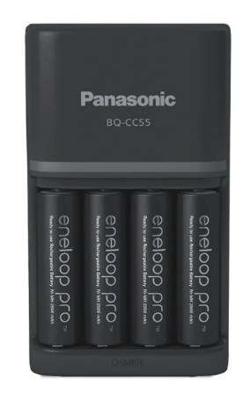 Panasonic Snellader BQ-CC55 + 4x AA Eneloop Pro 2550mAh Panasonic Snellader BQ-CC55 + 4x AA Eneloop Pro 2550mAh